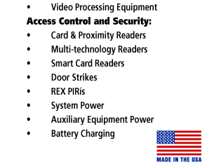 CCTV Camera Power Supplies applications include: Digital color cameras - Monochrome cameras - Indoor/Outdoor fixed domes - PTZs